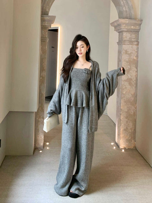 Winter Warm Woollen Knitted Three Piece Co-Ord Sets